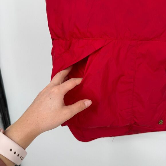 LL Bean Goose Down Quilted Puffer Vest Mens Large Snap Button Red Vintage 80s - Picture 8 of 13